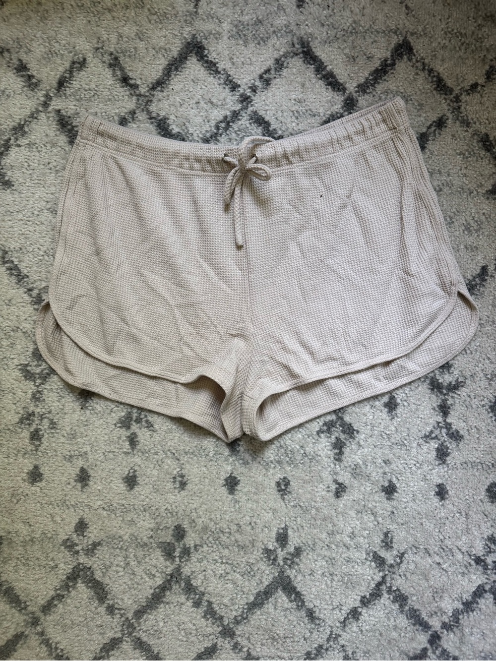 Princess Polly Waffle Knit Drawstring Shorts in Beige